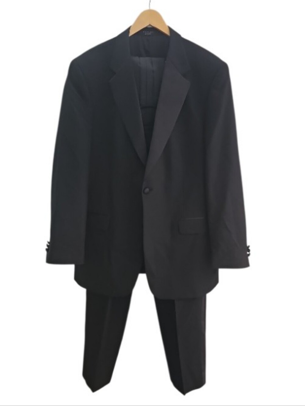 Cricketeer 4 Pc Wool Tuxedo Set 42R 32W Black Satin Formal Wedding Prom Classic